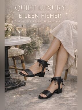 Eileen Fisher Black Leather Sandals – Women’s Size 9